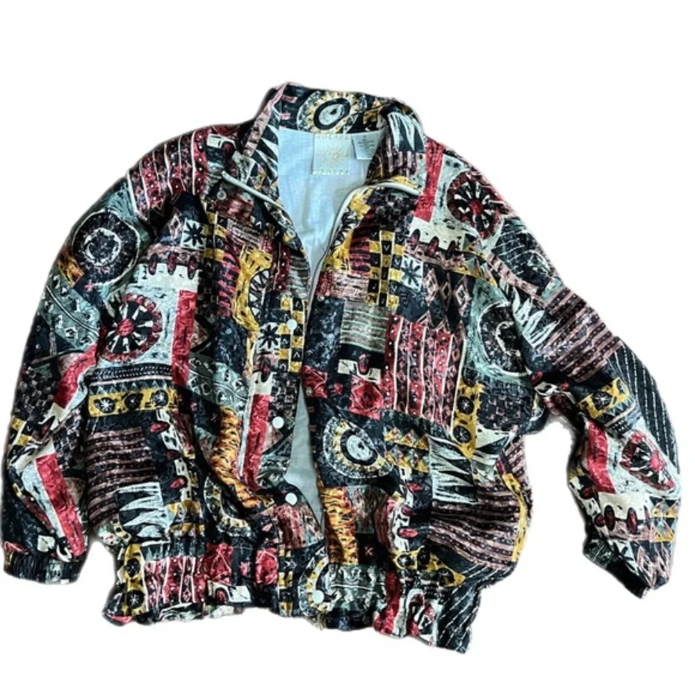 Women's Medium SOLARE SPORTA Vintage VTG 90s Sports Jacket Bohemian Style Boho